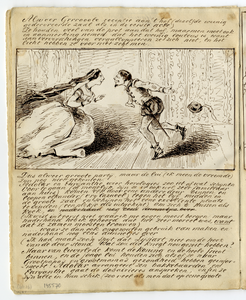 135570 Afbeelding van een pagina met een tekening van een scene uit de opera Euryanthe van Carl Maria von Weber, op 25 ...